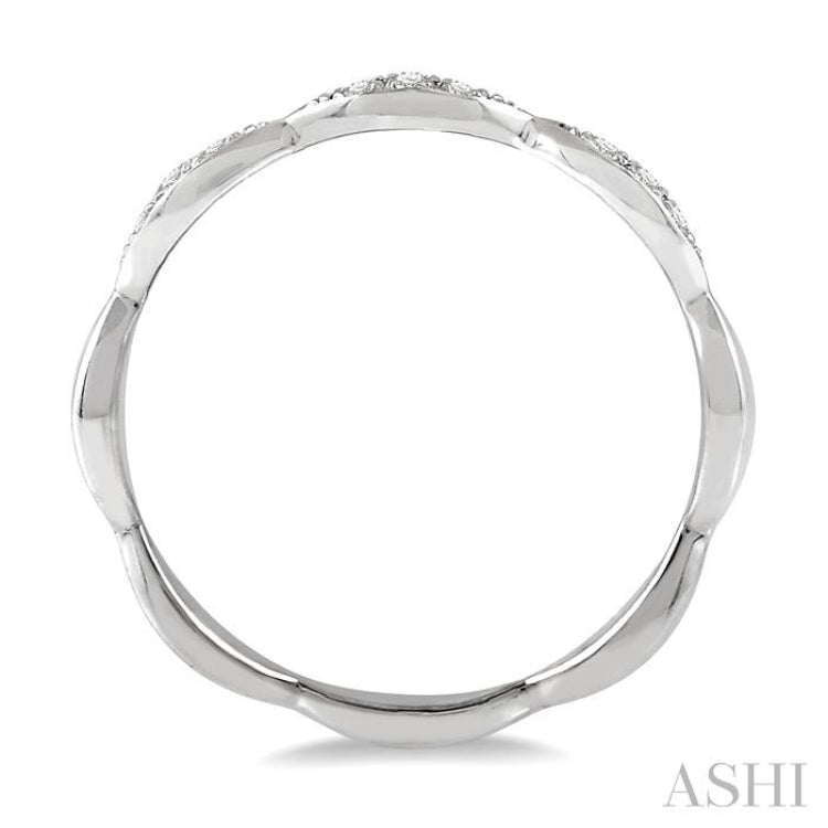 1/10 Ctw Marquise Lattice Round Cut Diamond Stackable Band in 14K White Gold
