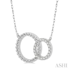 1/10 Ctw Interlocking Twin Circles Round Cut Diamond Pendant With Chain in 10K White Gold