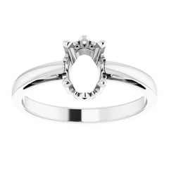 10K White 7x5 mm Oval Scroll Setting® Solitaire Ring Mounting