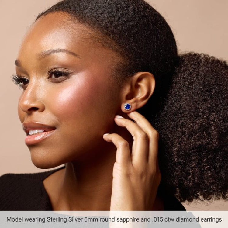 Sterling Silver Natural Mozambique Garnet & .015 CTW Natural Diamond Earrings