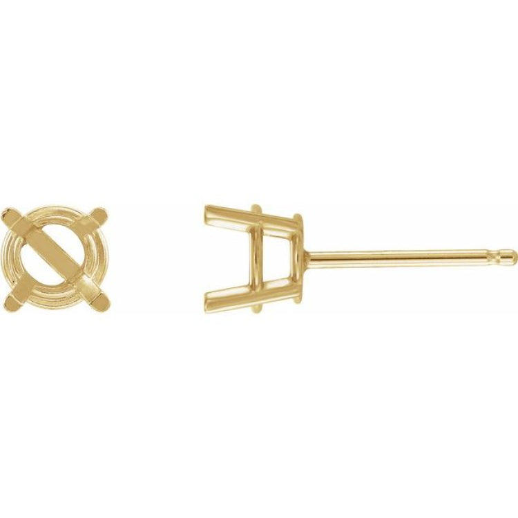 14K Yellow Gold 4 mm Natural White Sapphire Earrings