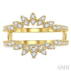 1/2 Ctw Mini Marquise Mounts Round Cut Diamond Insert Ring in 14K Yellow Gold