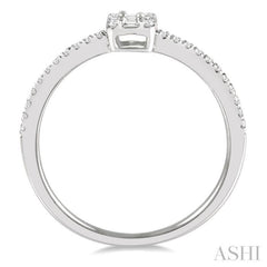 1/4 Ctw Cushion Shape Petite Baguette and Round Cut Diamond Fashion Promise Ring in 10K White Gold