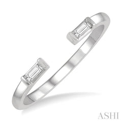 1/10 Ctw Open Center Petite Baguette Diamond Stackable Ring in 10K White Gold