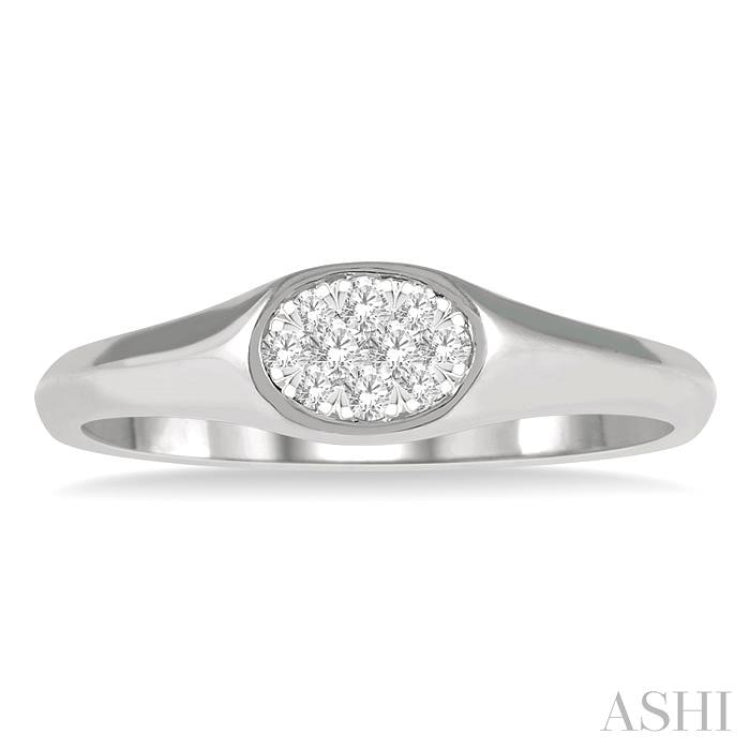 1/8 Ctw Oval Shape Lovebright Diamond Ring in 14K White Gold