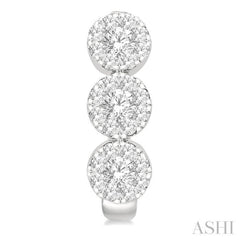 7/8 Ctw Lovebright Round Cut Diamond Half Hoop Earrings in 14K White Gold