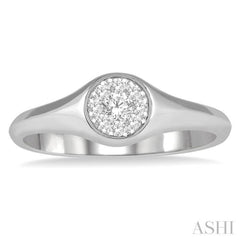 1/6 Ctw Round Shape Lovebright Diamond Ring in 14K White Gold