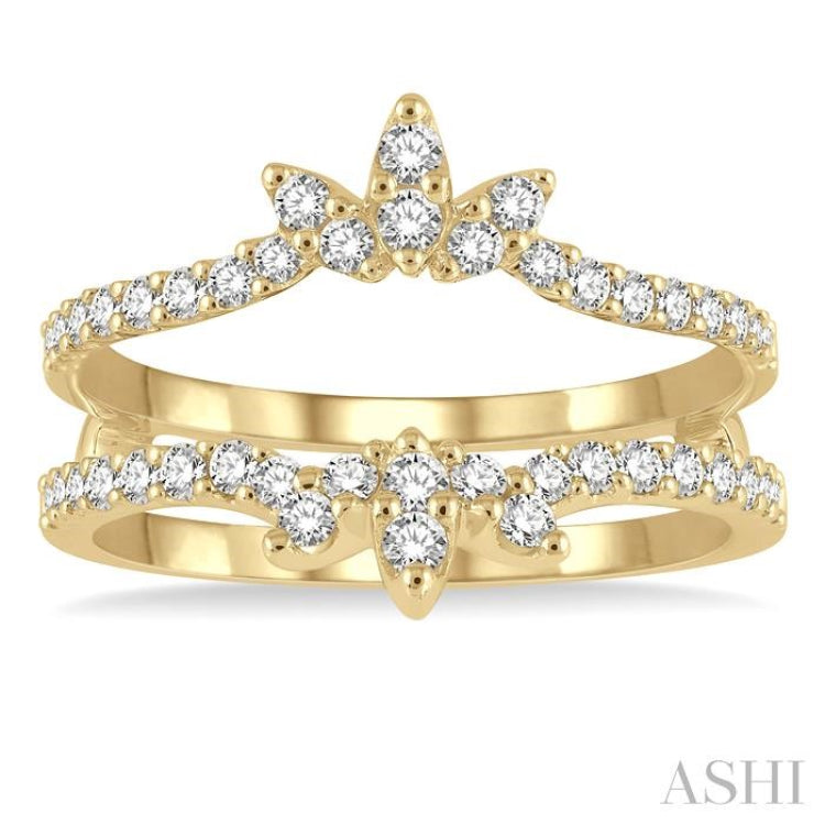 1/2 Ctw Lotus Center Round Cut Diamond Insert Ring in 14K Yellow Gold