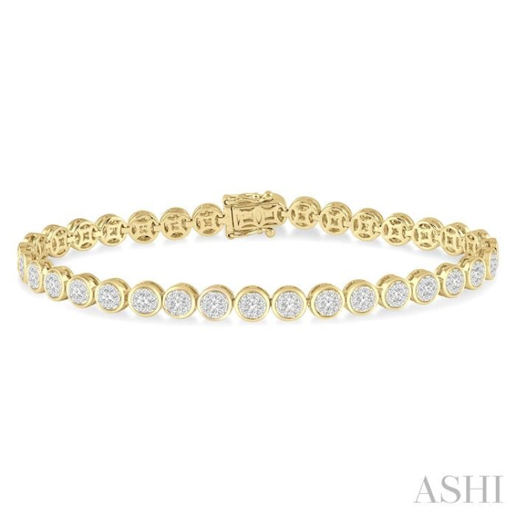 3 Ctw Lovebright Round Cut Diamond Bracelet in 14K Yellow and White Gold