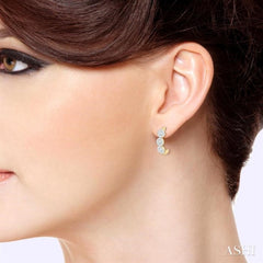 7/8 Ctw Lovebright Round Cut Diamond Half Hoop Earring in 14K Yellow and White Gold