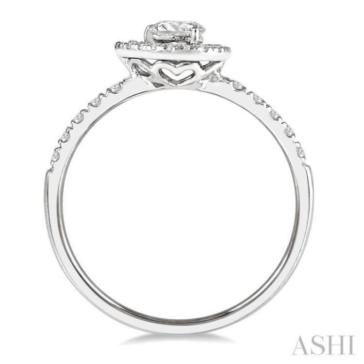 1/4 Ctw Round and Pear Cut Diamond Petite Fashion Ring in 14K White Gold