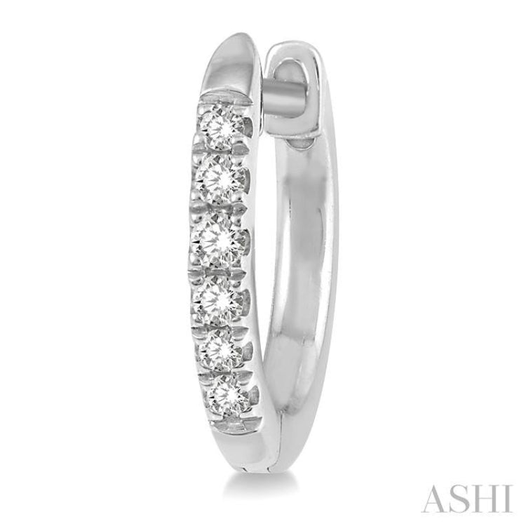 1/8 Ctw Round Cut Diamond Huggie Petite Earrings in 14K White Gold