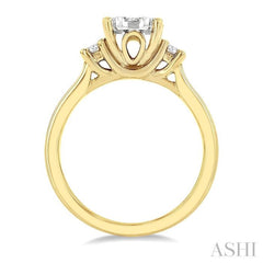 5/8 Ctw Oval Shape Lovebright Round Cut Diamond Engagement Ring in 14K Yellow and White gold