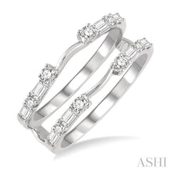 5/8 Ctw Baguette and Round Cut Diamond Insert Ring in 14K White Gold