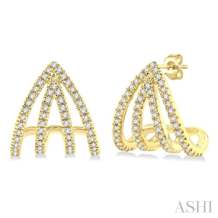 1/3 Ctw Petite Claw Round Cut Diamond Fashion Stud Earring in 10K Yellow Gold