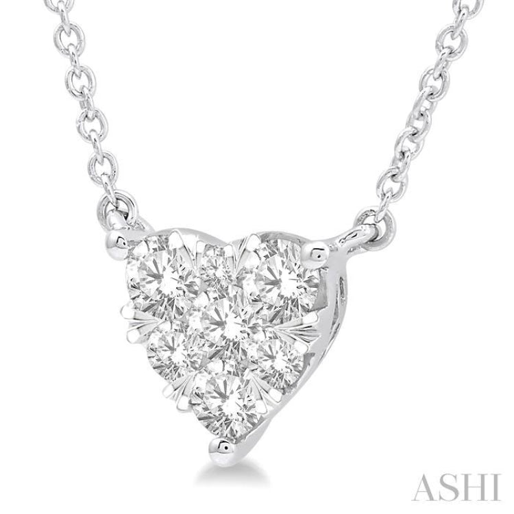 1/2 Ctw Lovebright Diamond Heart Pendant With Chain in 14K White Gold