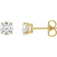 14K Yellow Gold 1 CTW Lab-Grown White Diamond Earrings