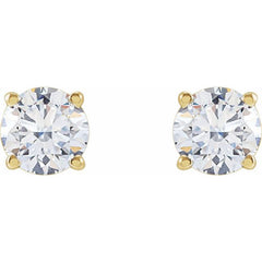 14K Yellow Gold 1 CTW Lab-Grown White Diamond Earrings