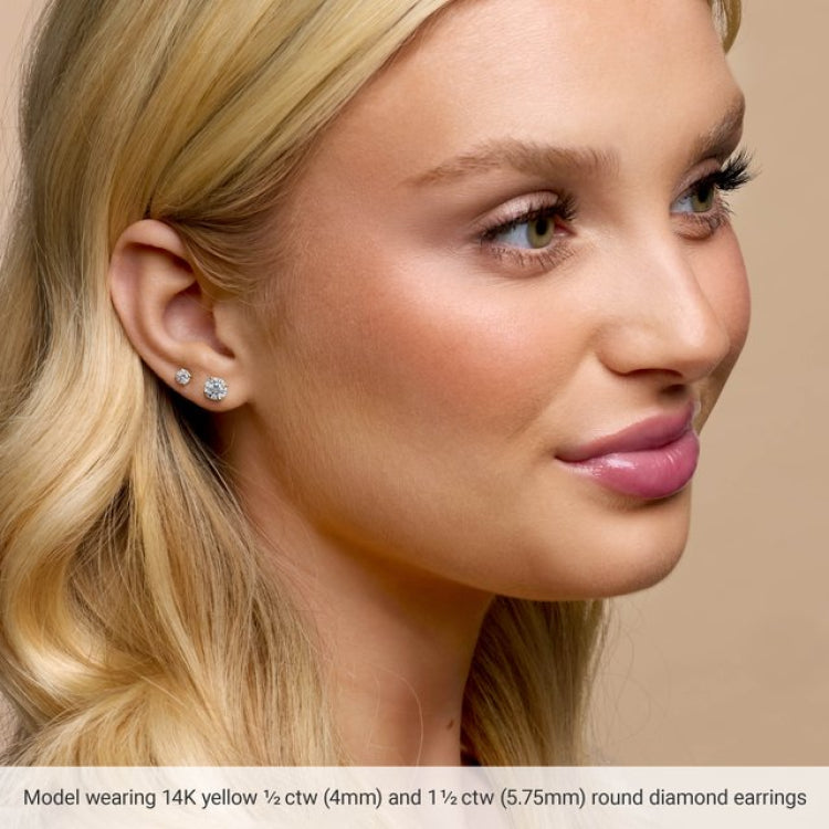 14K Yellow Gold 2 CTW Lab-Grown Diamond 4-Prong Stud Earrings