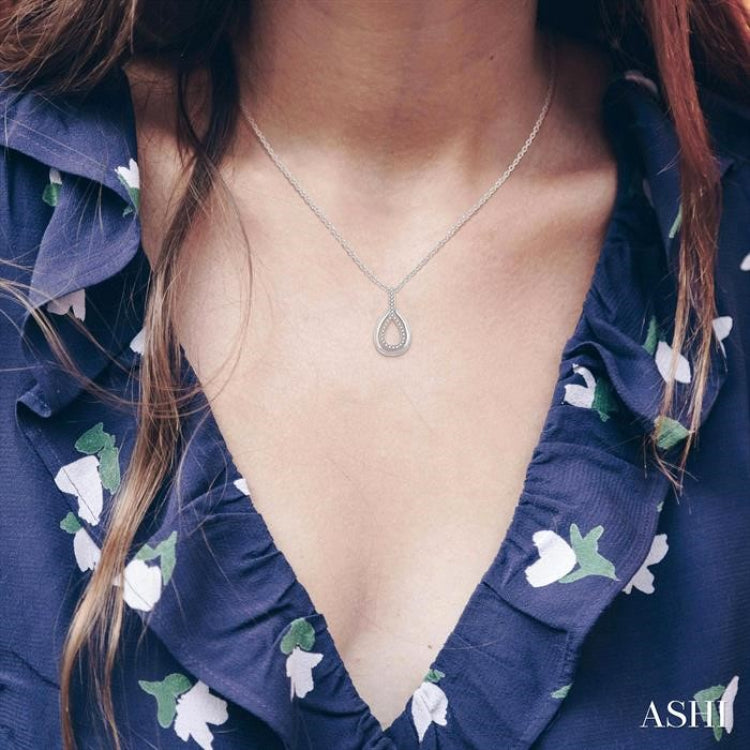 1/10 Ctw Petite Pear Shape Round Cut Diamond Fashion Pendant With Chain in 10K White Gold