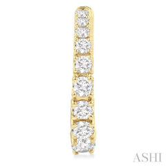 3/4 Ctw Graduated Round Cut Diamond Fashion Hoop Earrings in 14K Yellow Gold