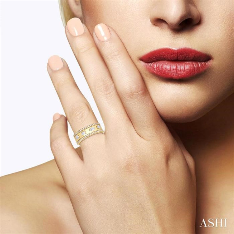 5/8 Ctw Mixed Shape Cut Diamond Fashion Wide Band in 14K Yellow Gold