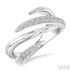 1/10 Ctw Open Center Claw Round Cut Diamond Bold Fashion Band in Sterling Silver
