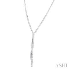 3 Ctw Open-End Y-Shape Round Cut Diamond Lariat Necklace in 14K White Gold