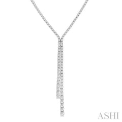 3 Ctw Open-End Y-Shape Round Cut Diamond Lariat Necklace in 14K White Gold