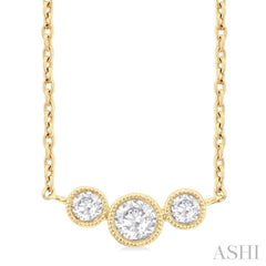 1/4 Ctw Past, Present & Future 3-Stone Bezel Set Round Cut Diamond Necklace in 14K Yellow Gold