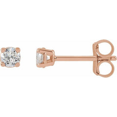14K Rose Gold 1/6 CTW Natural White Diamond Earrings