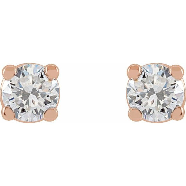 14K Rose Gold 1/6 CTW Natural White Diamond Earrings