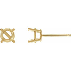 14K Yellow Gold 7 mm Lab-Grown Pink Sapphire Earrings
