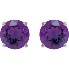 Platinum 7 mm Natural Amethyst Earrings