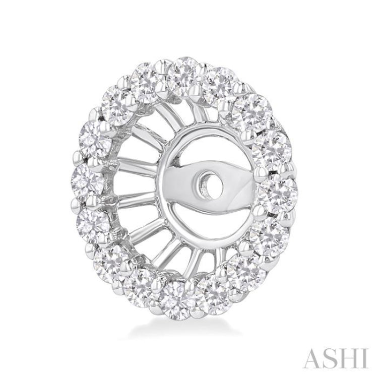3/8 Ctw Round Cut Diamond 5MM Round Earrings Jacket in 14K White Gold