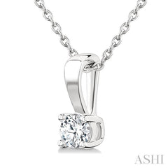 1/6 Ctw Prong Set Round Cut Diamond Solitaire Pendant With Chain in 14K White Gold