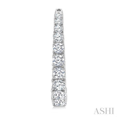 1 1/2 Ctw Graduated Round Cut Diamond Fashion Hoop Earrings in 14K White Gold