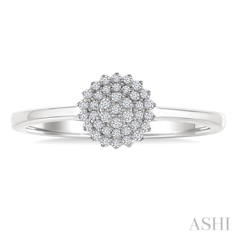 1/6 Ctw Petite Round Shape Round Cut Diamond Cluster Fashion Ring in 10K White Gold