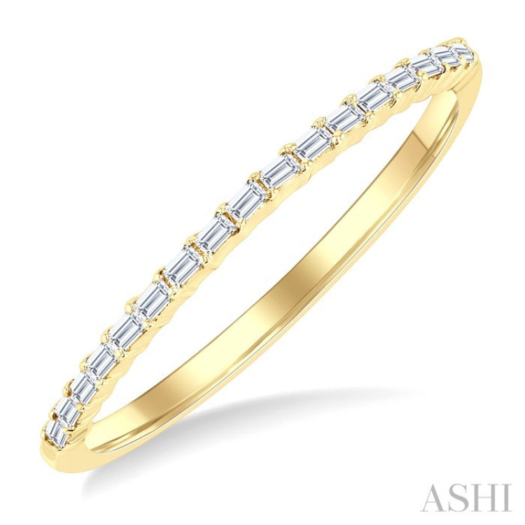 1/10 Ctw Straight Row Baguette Cut Diamond Stackable Fashion Band in 10K Yellow Gold