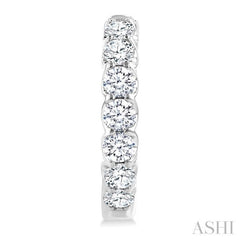 2 Ctw Inside-Out Embellished Round Cut Diamond Hoop Earrings in 14K White Gold