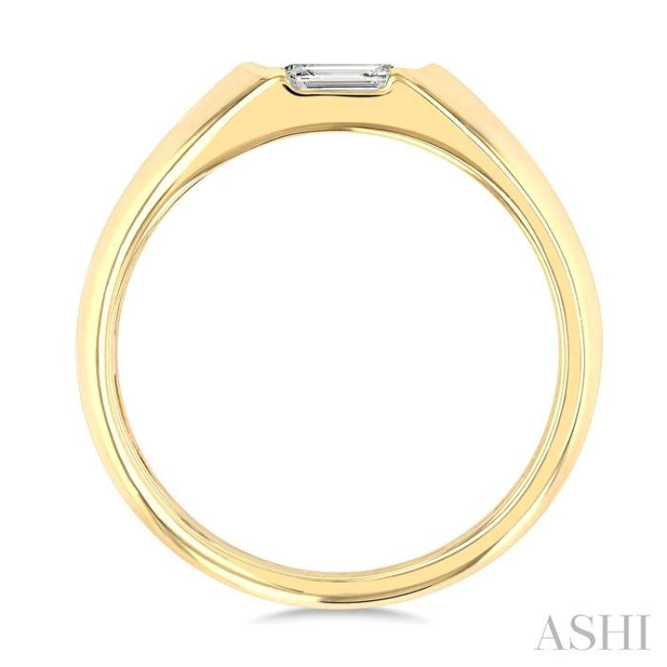 1/3 Ctw East-West Set Emerald Cut Diamond Solitaire Fashion Ring in 14K Yellow Gold
