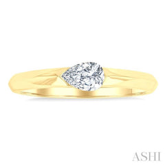 1/3 Ctw East-West Set Pear Cut Diamond Solitaire Fashion Ring in 14K Yellow Gold