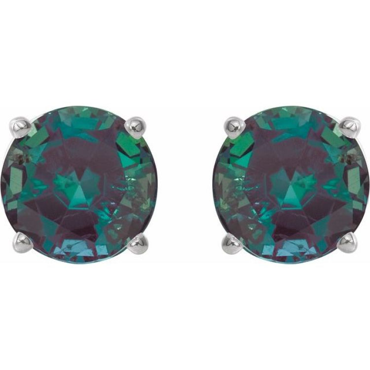14K White Gold 7 mm Lab-Grown Alexandrite Earrings