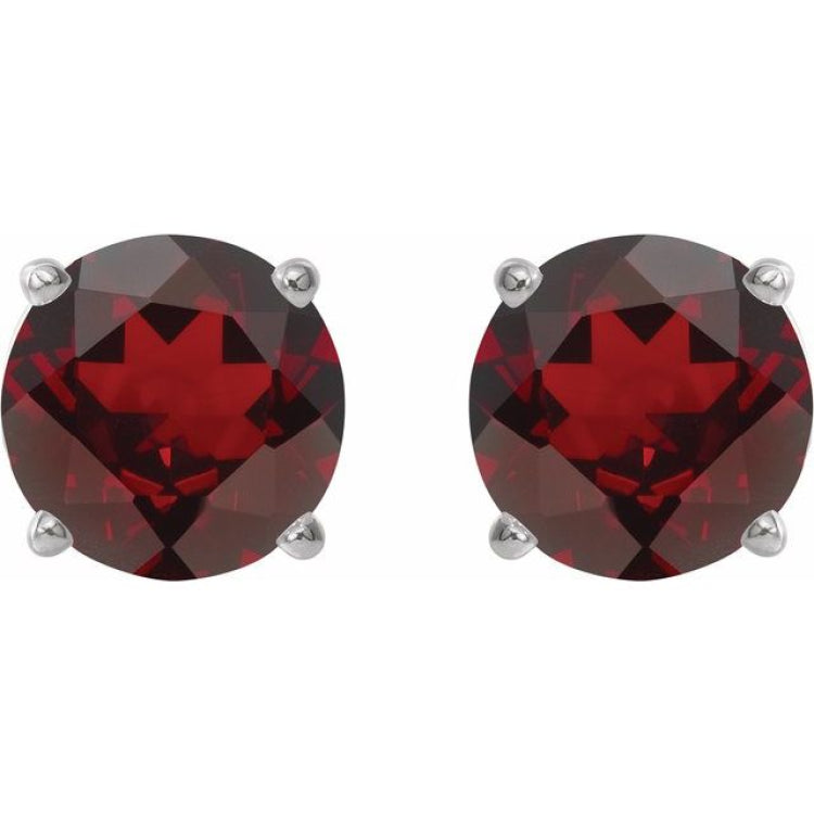Platinum 7 mm Natural Mozambique Garnet Earrings
