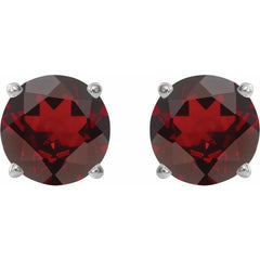 Platinum 7 mm Natural Mozambique Garnet Earrings