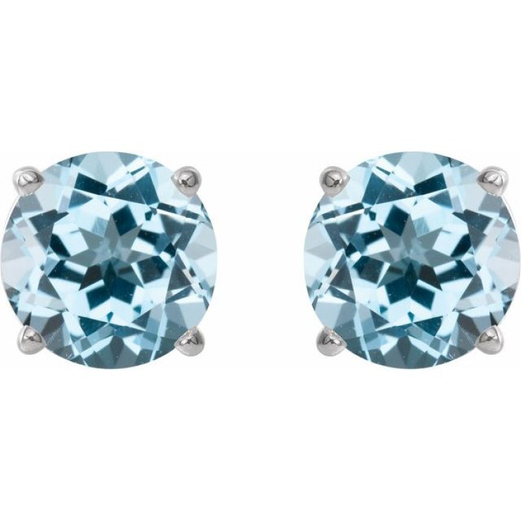 Platinum 7 mm Natural Sky Blue Topaz Earrings