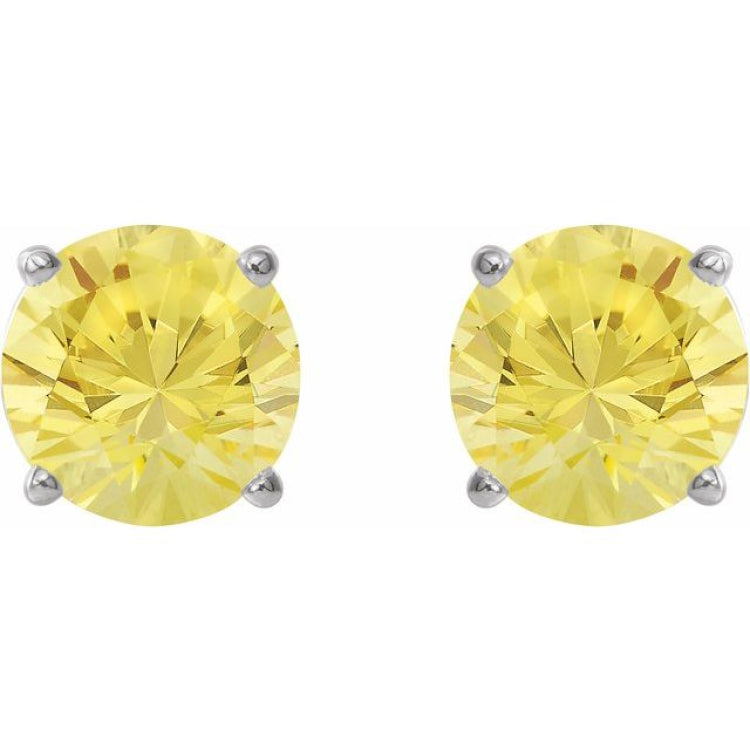 Sterling Silver 7 mm Lab-Grown Yellow Sapphire Earrings