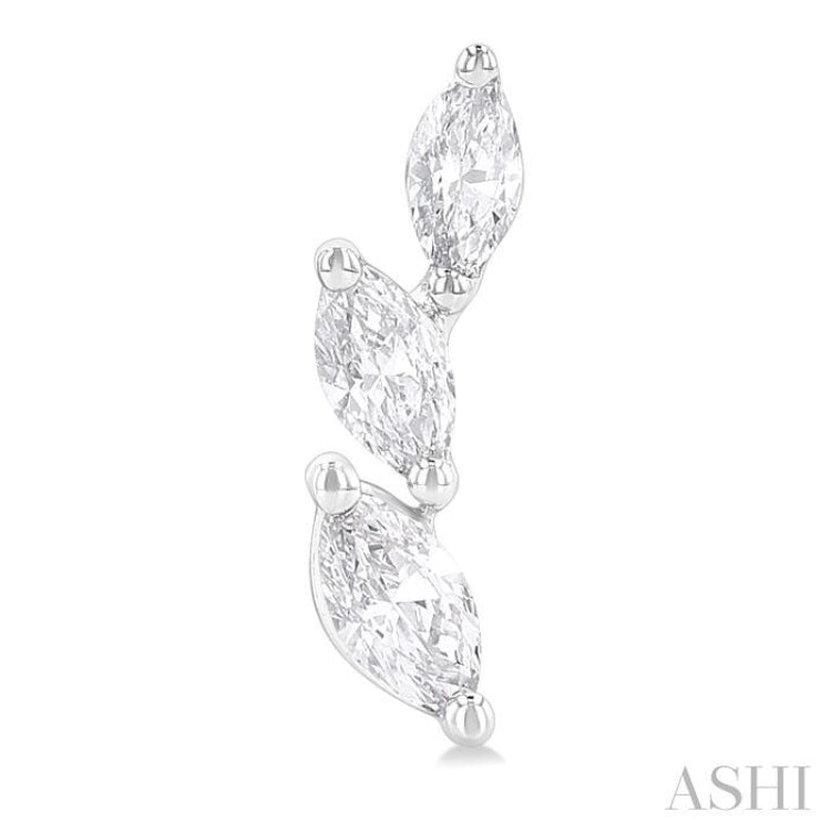 1/3 Ctw Graduated Marquise Cut Diamond Fashion Ear Climbers in 14K White Gold