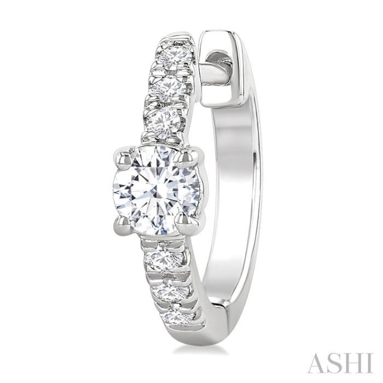 3/8 Ctw Round Shape Round Cut Diamond Fashion Huggie Petite Earrings in 14K White Gold