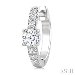 3/8 Ctw Round Shape Round Cut Diamond Fashion Huggie Petite Earrings in 14K White Gold